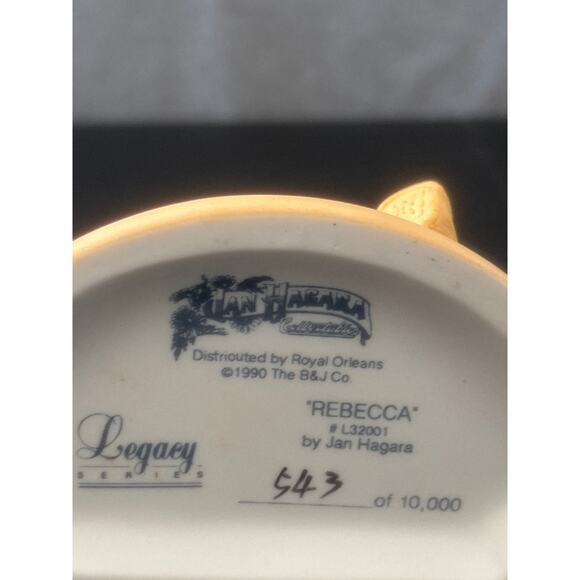 1990 Vintage Jan Hagara Rebecca Legacy Teddy Bear Kid Flower Porcelain Figurine - Picture 8 of 8